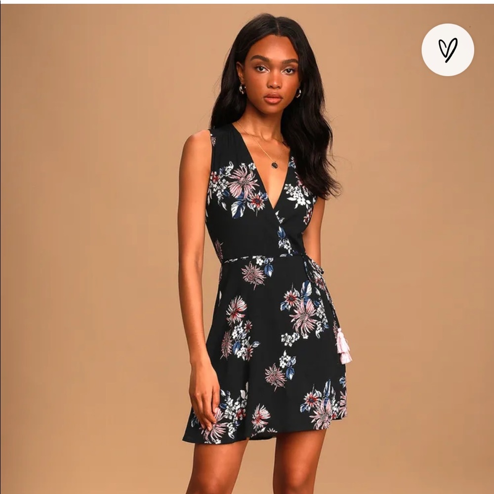 Lulu’s Black Floral Wrap Dress
